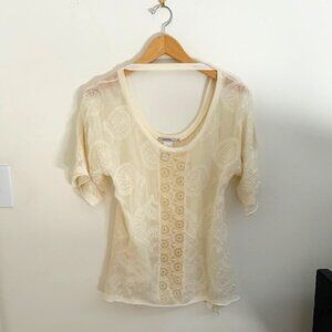 Ivory Silk Blend Blouse- Size Small